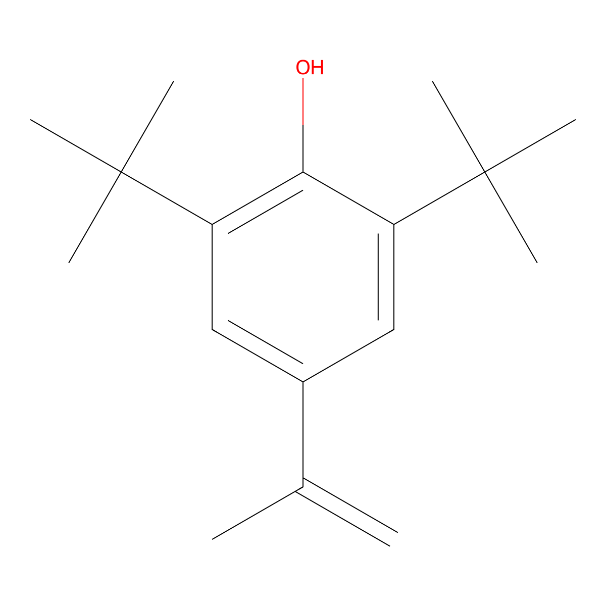 2,6-Di-tert-butyl-4-(prop-1-en-2-yl)phenol molecular structure, CAS 19263-37-7