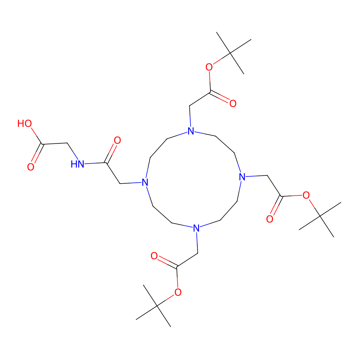 (2-(4,7,10-Tris(2-(tert-butoxy)-2-oxoethyl)-1,4,7,10-tetraazacyclododecan-1-YL)acetyl)glycine molecular structure, CAS 192635-92-0