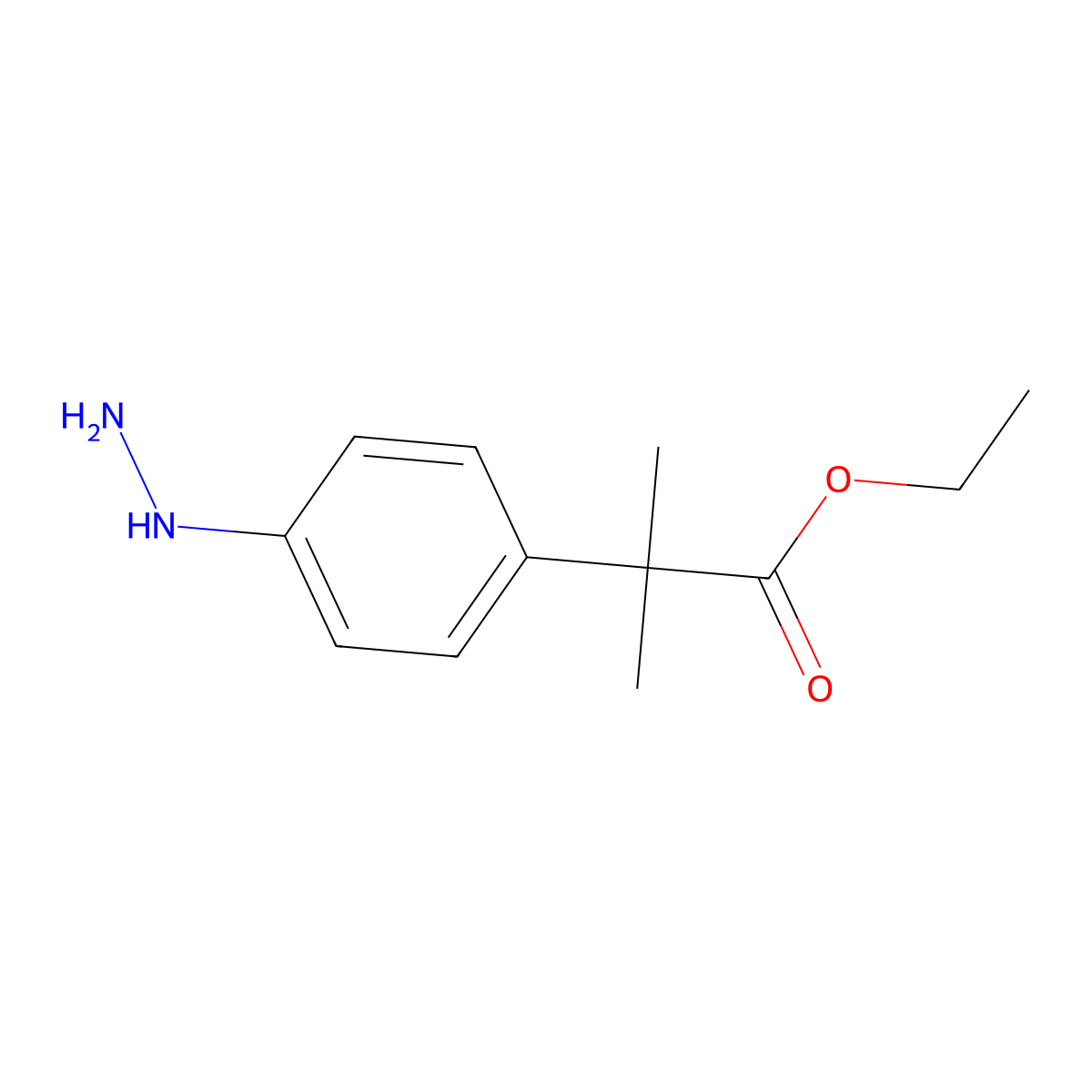 Ethyl4-hydrazinyl-alpha,alpha-dimethylbezneacetate molecular structure, CAS 192643-90-6
