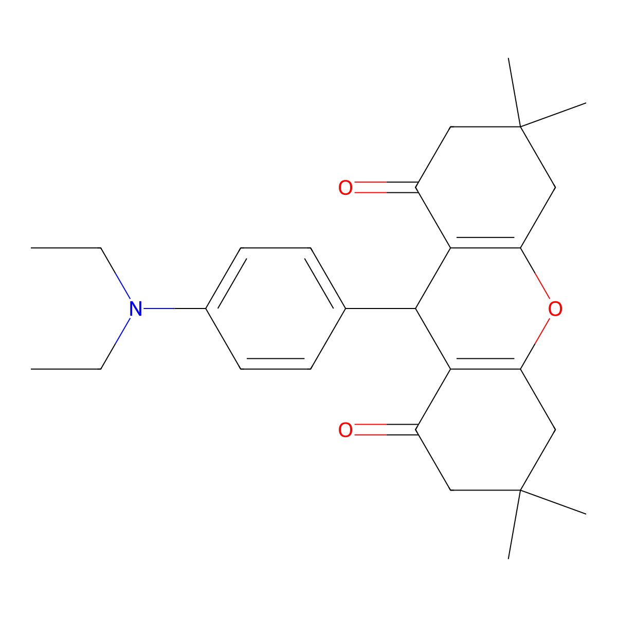 9-[4-(diethylamino)phenyl]-3,3,6,6-tetramethyl-4,5,7,9-tetrahydro-2H-xanthene-1,8-dione molecular structure, CAS 19265-77-1
