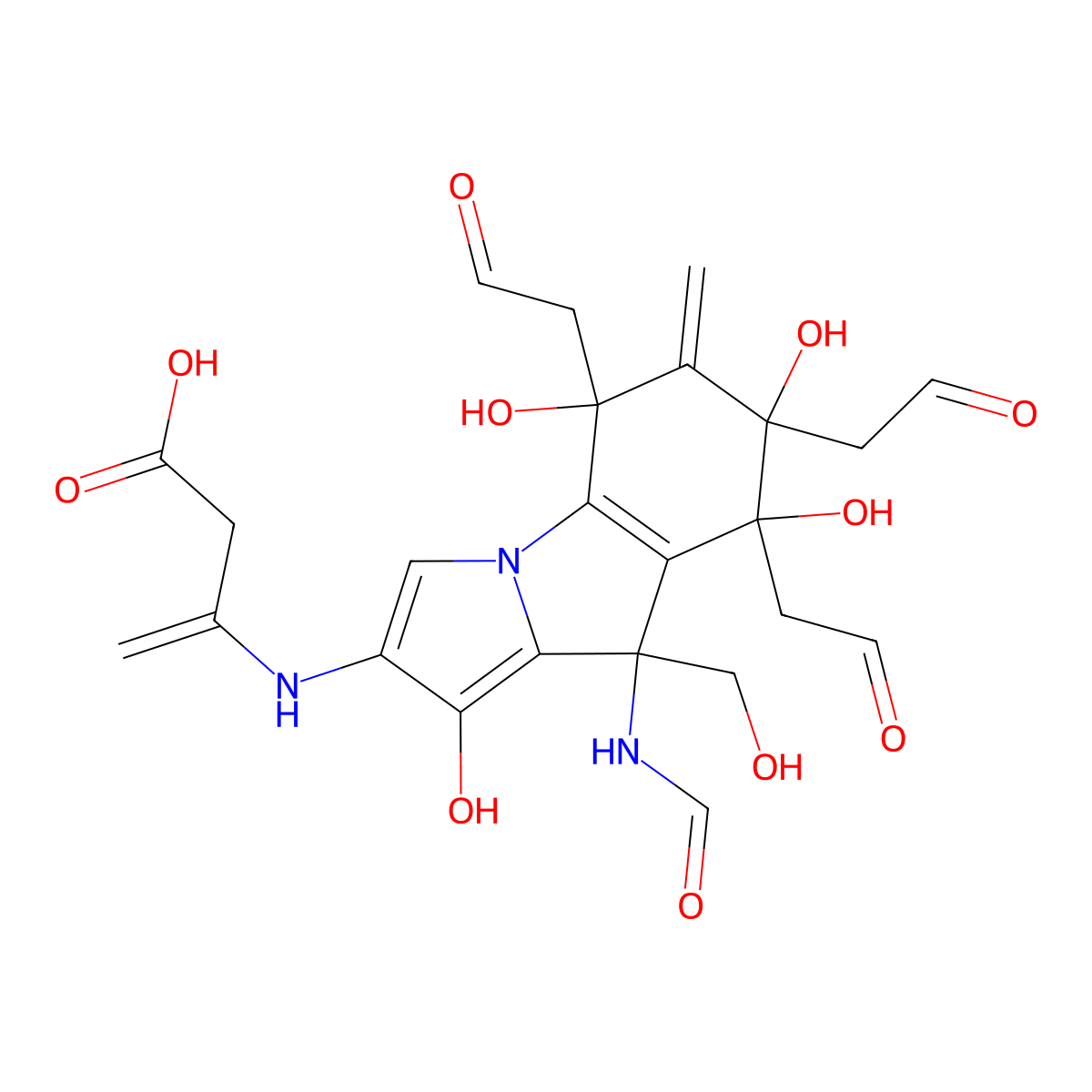 Acetamide, N-(2,3-dihydro-9-(hydroxymethyl)-6-methyl-1,5,7,8-tetrahydroxy-1H-pyrrolo(1,2-a)indol-2-yl)-, 1,5,7,8-tetraacetate 9-carbamate molecular structure, CAS 19269-59-1
