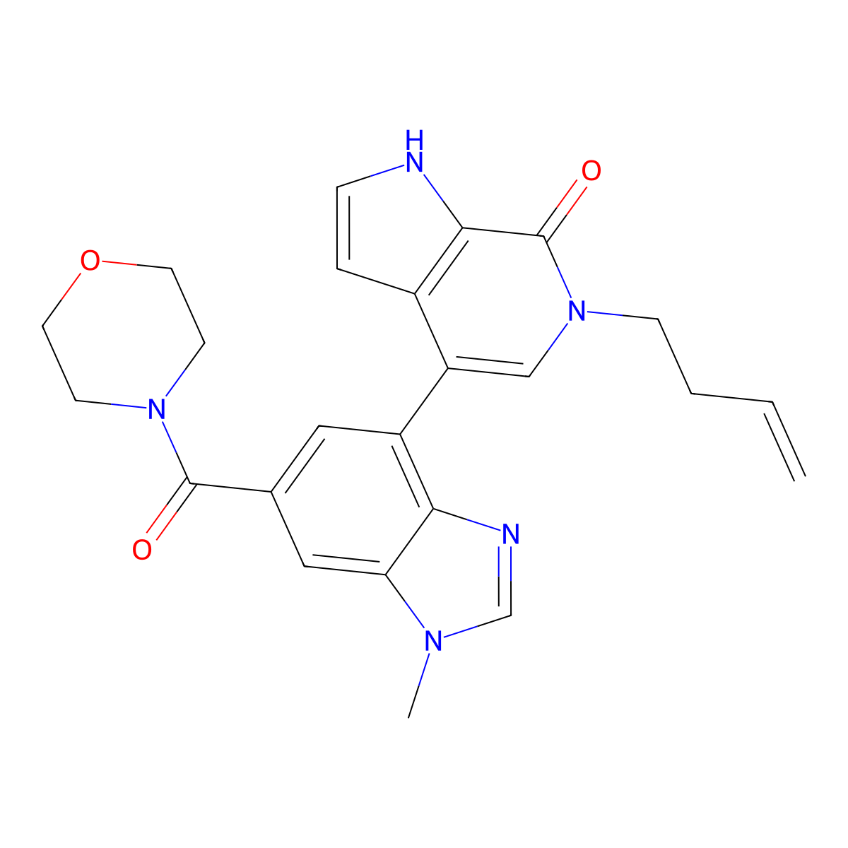 6-but-3-enyl-4-[1-methyl-6-(morpholine-4-carbonyl)benzimidazol-4-yl]-1H-pyrrolo[2,3-c]pyridin-7-one molecular structure, CAS 1926986-36-8