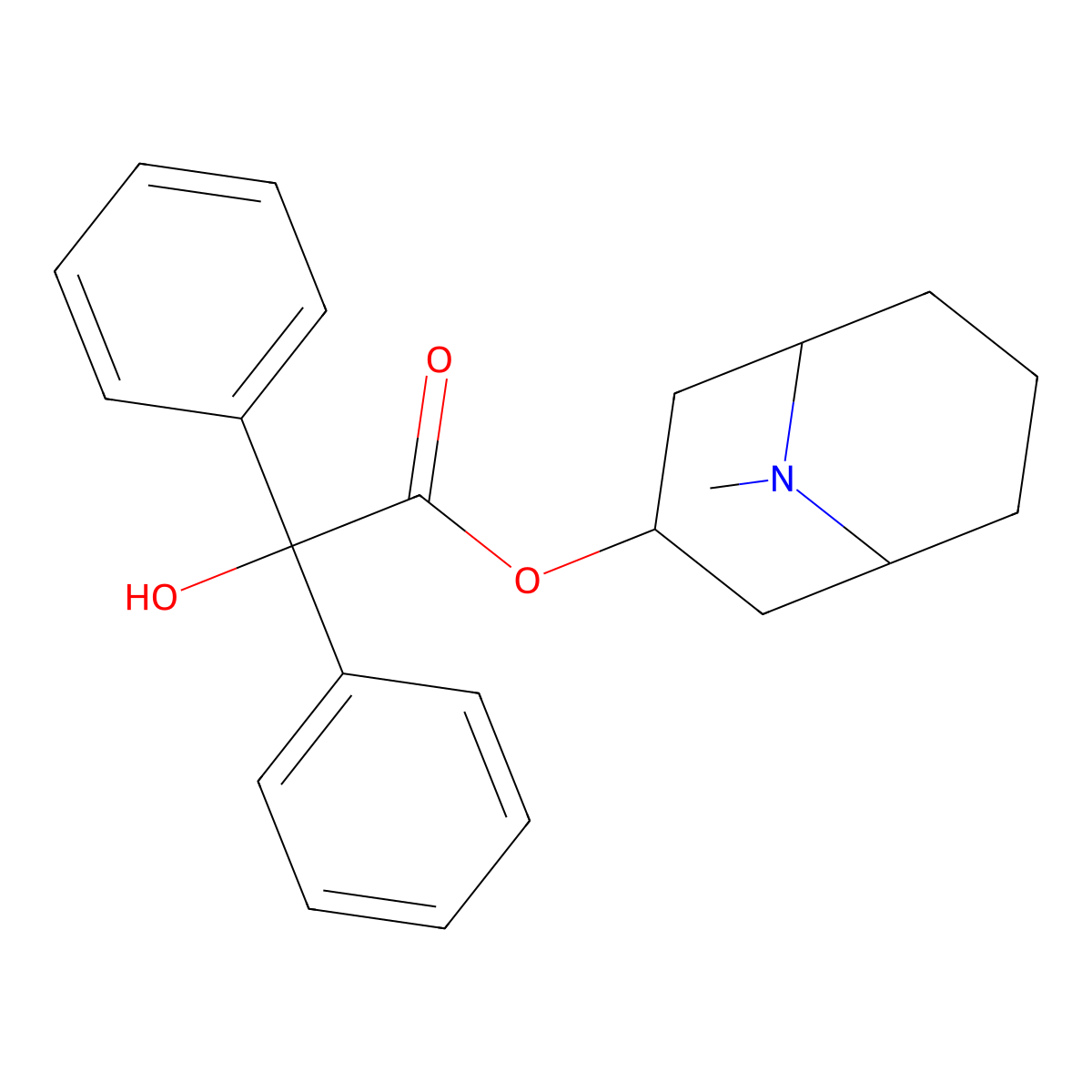 9-Azabicyclo(3.3.1)nonan-3-beta-ol, 9-methyl-, benzilate molecular structure, CAS 1927-12-4