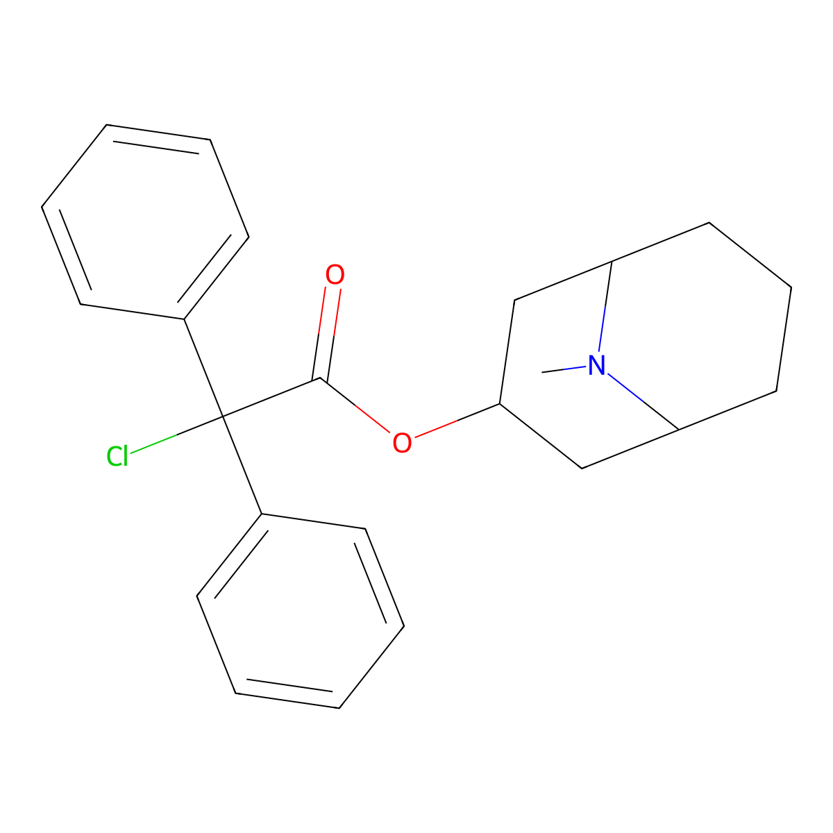 9-Azabicyclo(3.3.1)nonan-3-beta-ol, 9-methyl-, diphenylchloroacetate molecular structure, CAS 1927-14-6