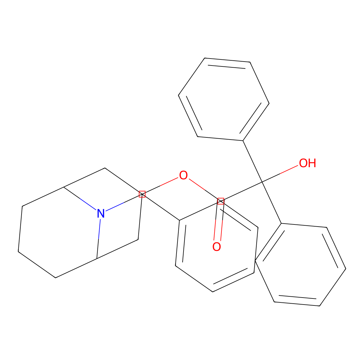 9-Azabicyclo(3.3.1)nonan-3-beta-ol, 9-benzyl-, benzilate molecular structure, CAS 1927-15-7