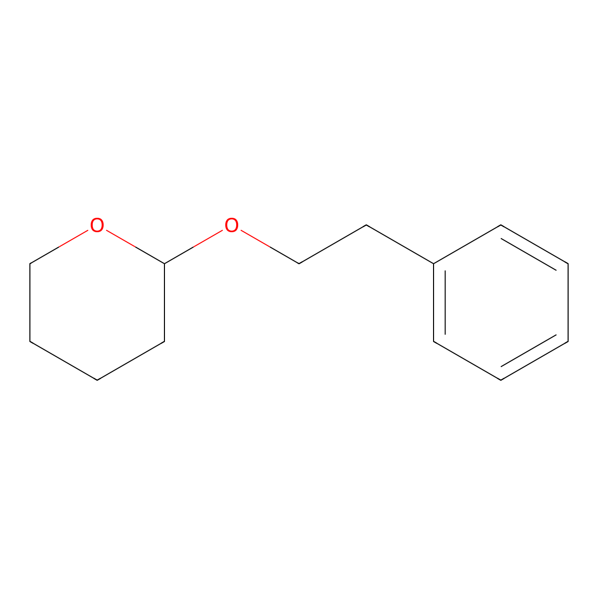 2H-Pyran, tetrahydro-2-(2-phenylethoxy)- molecular structure, CAS 1927-61-3