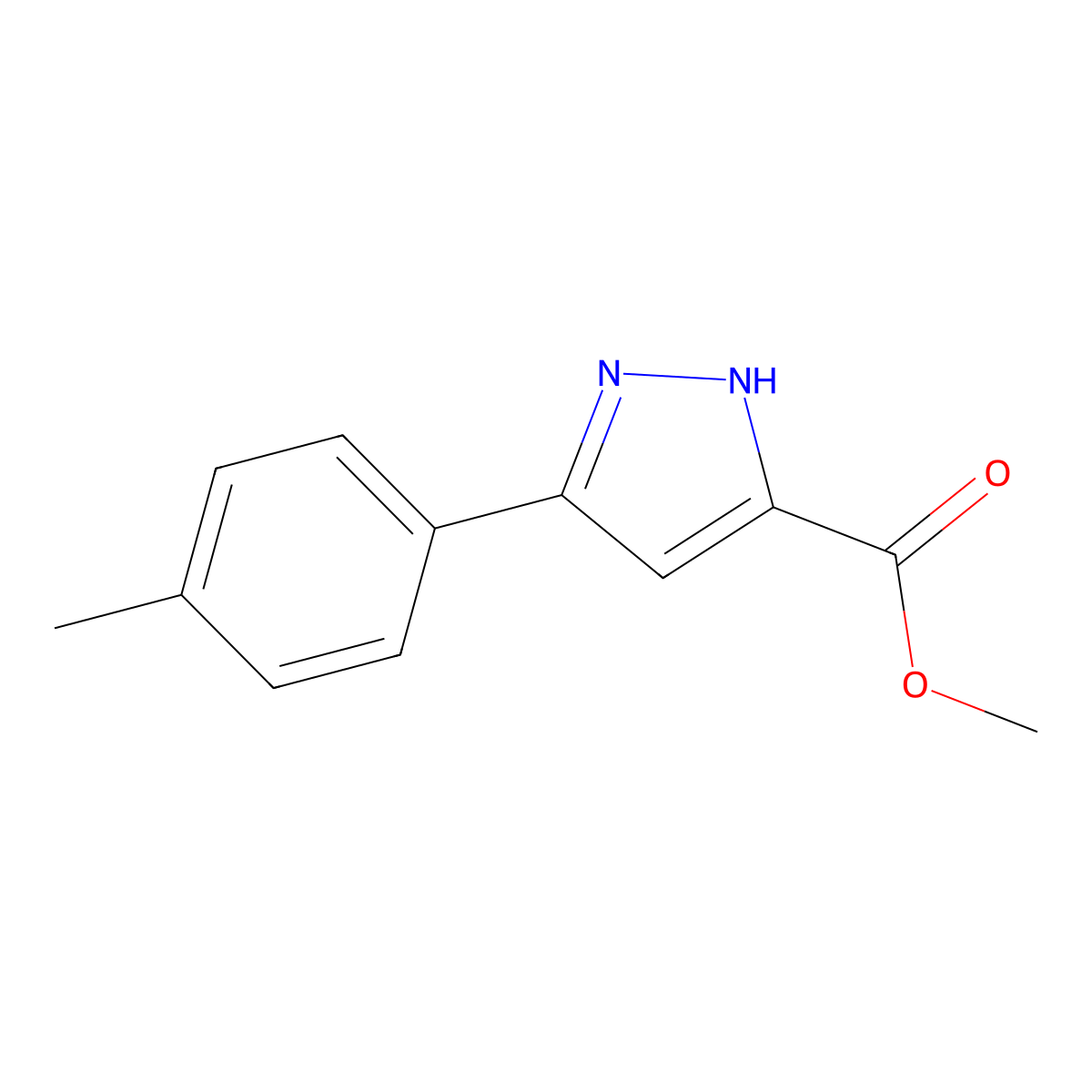 methyl 3-(4-methylphenyl)-1H-pyrazole-5-carboxylate molecular structure, CAS 192701-73-8