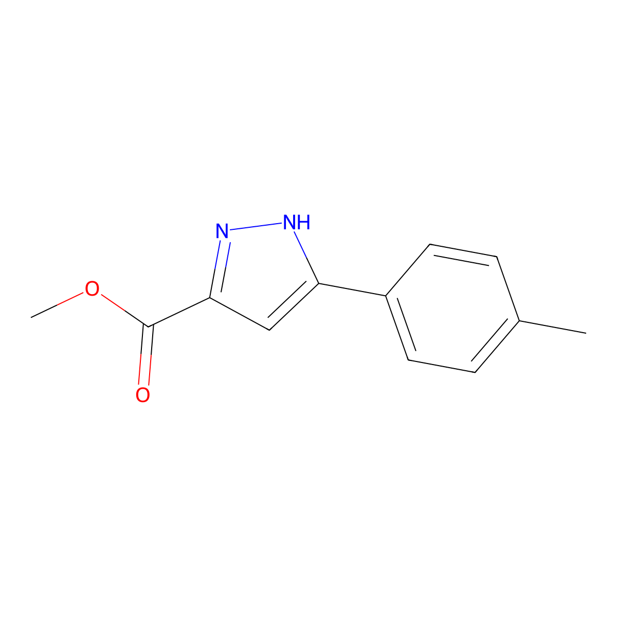 methyl 3-(4-methylphenyl)-1H-pyrazole-5-carboxylate molecular structure, CAS 192701-73-8