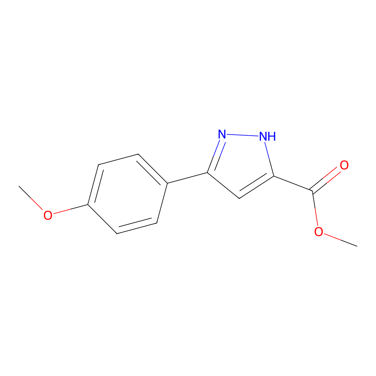 methyl 3-(4-methoxyphenyl)-1H-pyrazole-5-carboxylate molecular structure, CAS 192701-83-0
