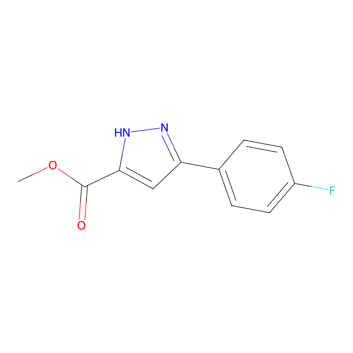 Methyl 5-(4-fluorophenyl)-1H-pyrazole-3-carboxylate molecular structure, CAS 192701-91-0