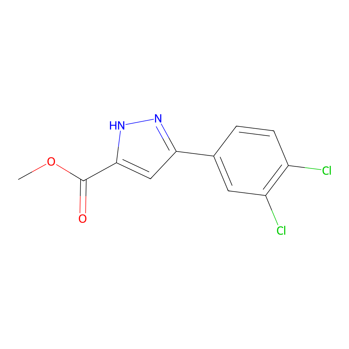 methyl 5-(3,4-dichlorophenyl)-1H-pyrazole-3-carboxylate molecular structure, CAS 192702-24-2