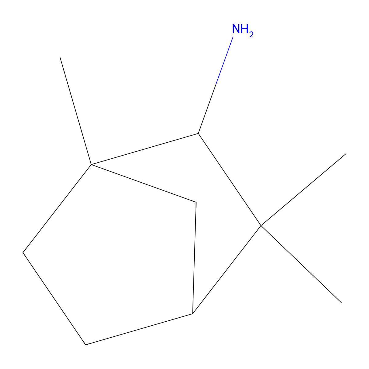 (1S,4R)-1,3,3-trimethylbicyclo(2.2.1)heptan-2-amine molecular structure, CAS 192702-77-5