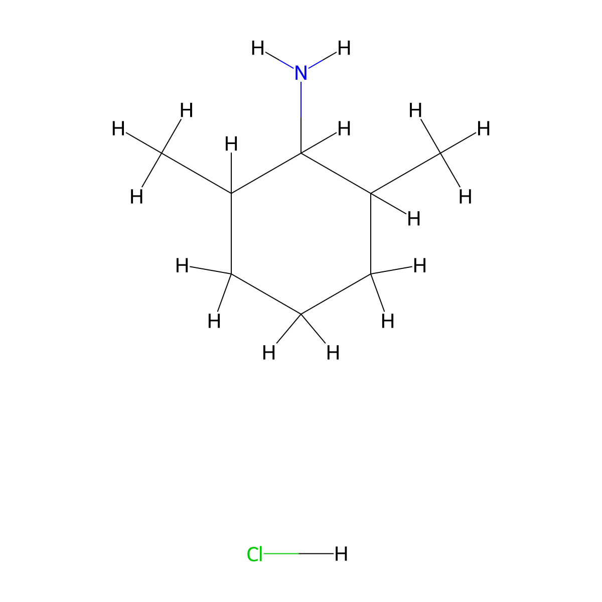 2,6-Dimethylcyclohexan-1-amine hydrochloride molecular structure, CAS 192703-30-3