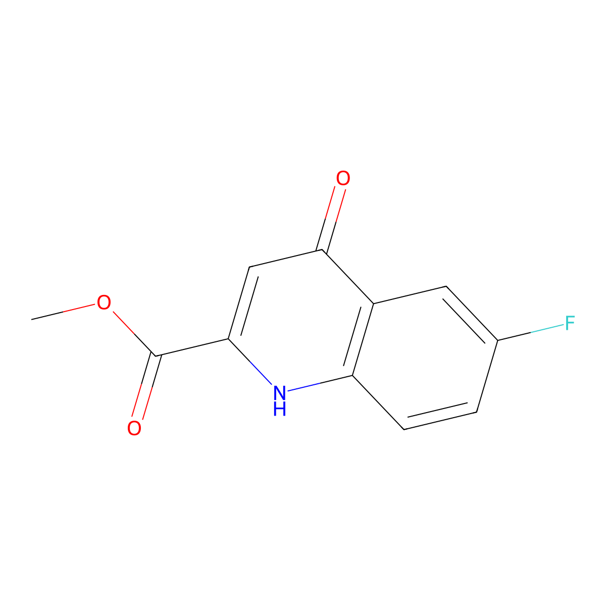 Methyl 6-fluoro-4-oxo-1,4-dihydroquinoline-2-carboxylate molecular structure, CAS 19271-19-3