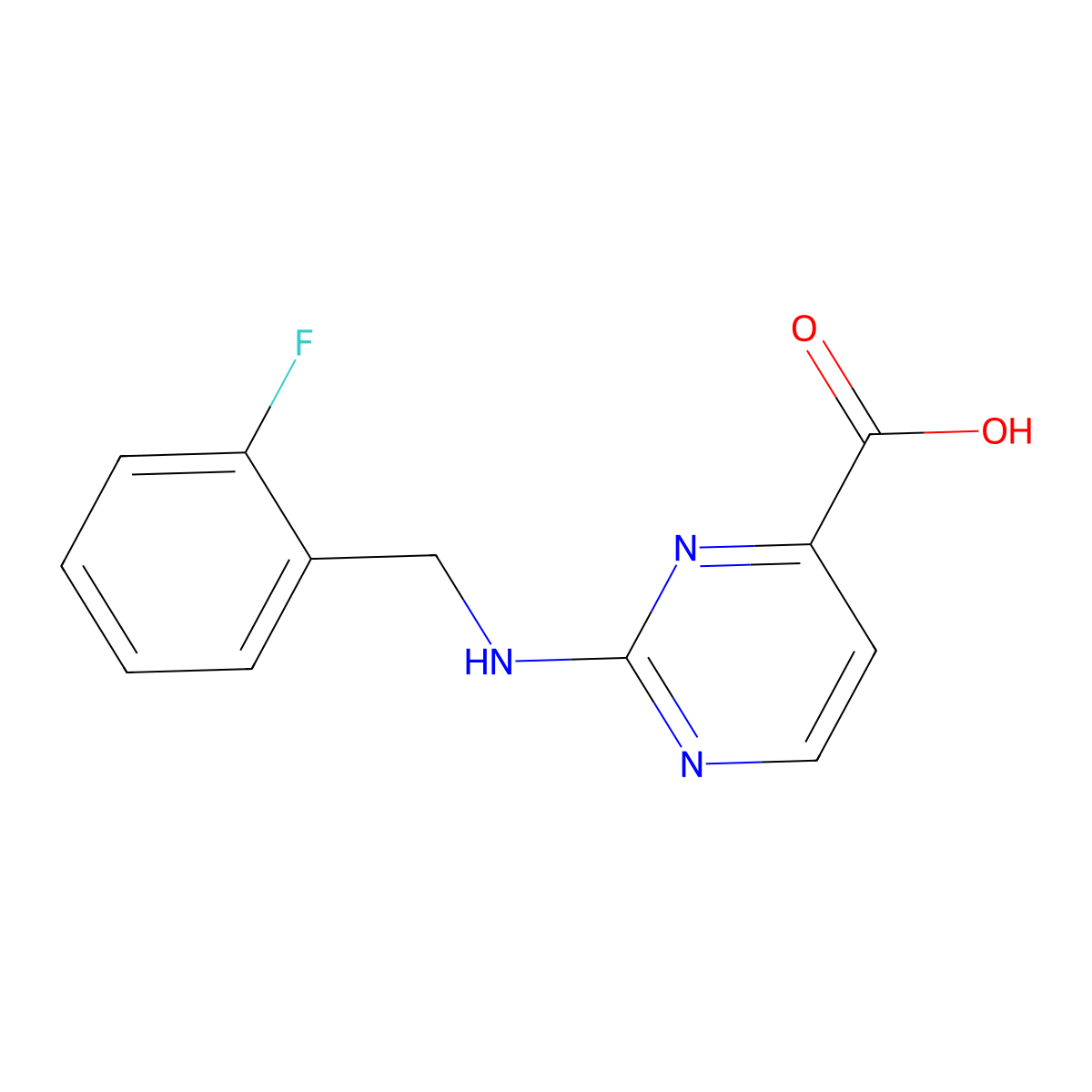 2-{[(2-Fluorophenyl)methyl]amino}pyrimidine-4-carboxylic acid molecular structure, CAS 1927278-33-8