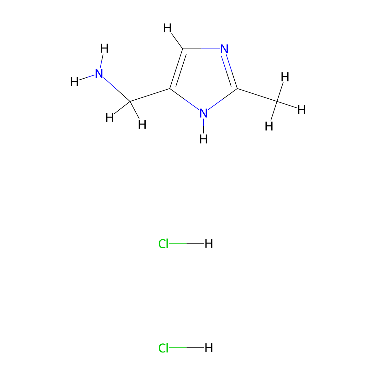 (2-methyl-1H-imidazol-4-yl)methanamine dihydrochloride molecular structure, CAS 19276-10-9