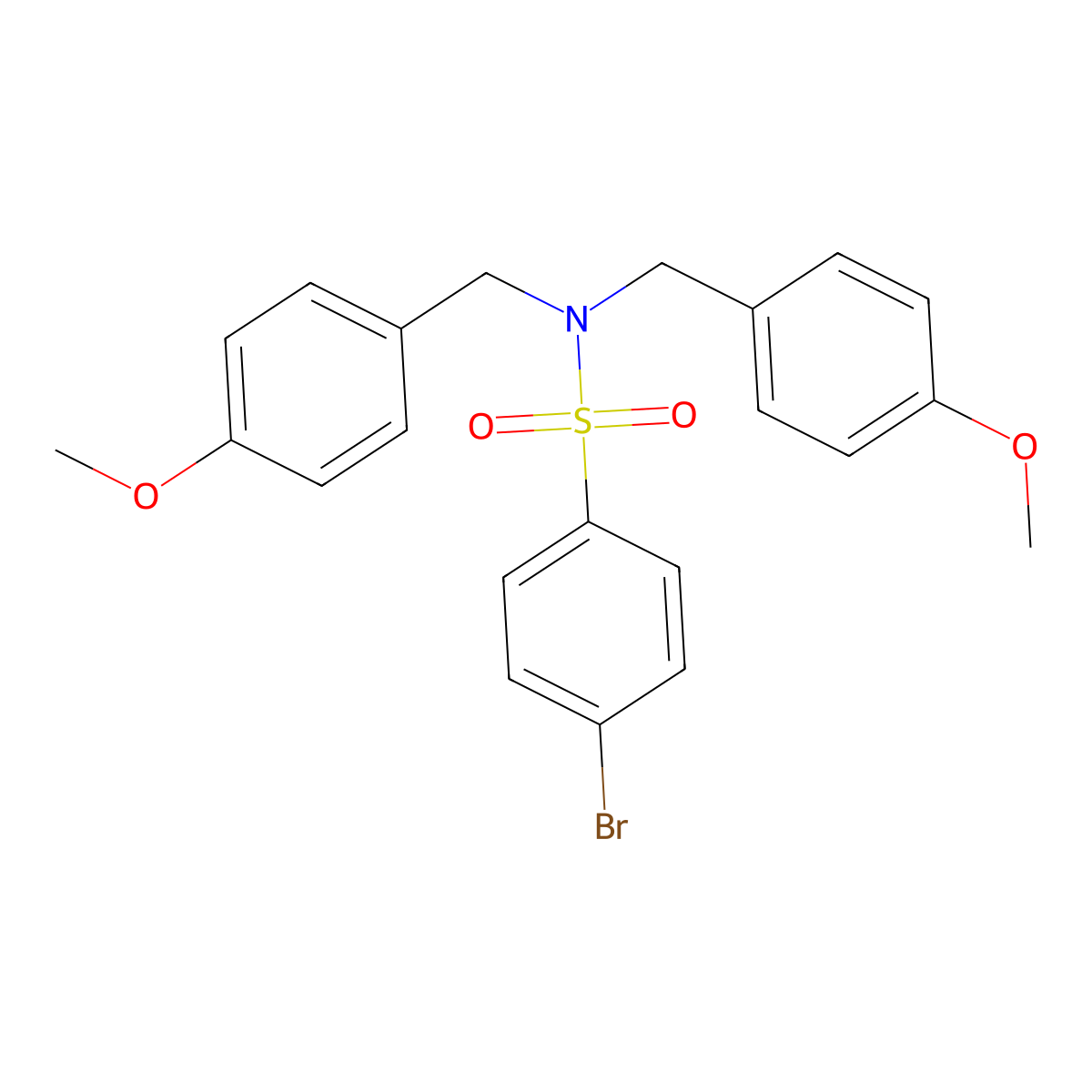 Benzenesulfonamide, 4-bromo-N,N-bis[(4-methoxyphenyl)methyl]- molecular structure, CAS 192767-23-0