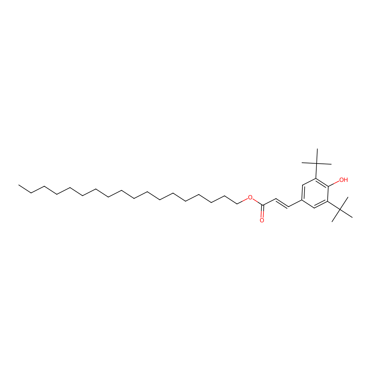 Stearyl 3,5-di-tert-butyl-4-hydroxycinnamate molecular structure, CAS 19277-65-7