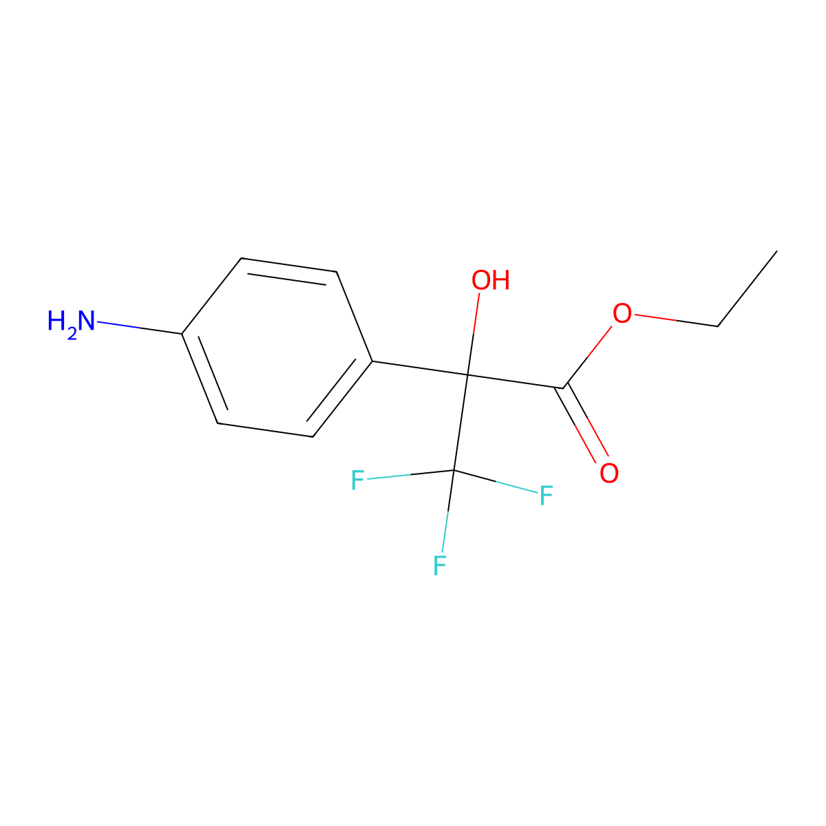 Ethyl 2-(4-aminophenyl)-3,3,3-trifluoro-2-hydroxypropanoate molecular structure, CAS 192775-47-6