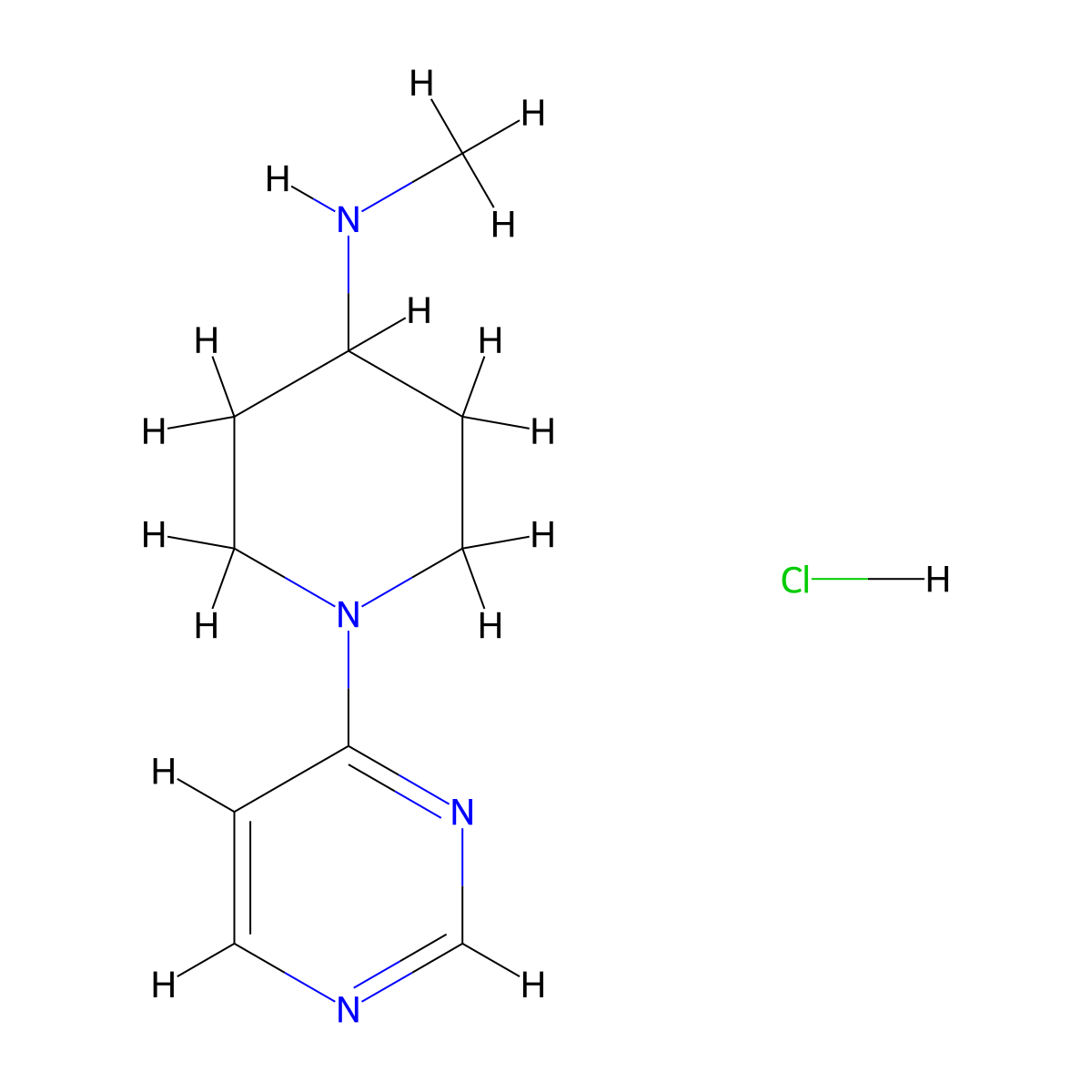 N-Methyl-1-(pyrimidin-4-YL)piperidin-4-amine hcl molecular structure, CAS 1927862-84-7
