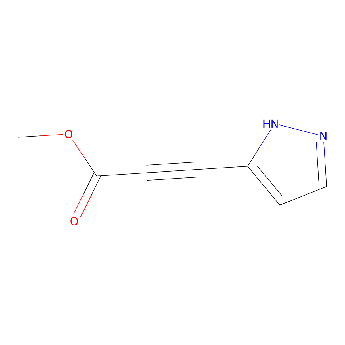 methyl 3-(1H-pyrazol-5-yl)prop-2-ynoate molecular structure, CAS 1927872-53-4