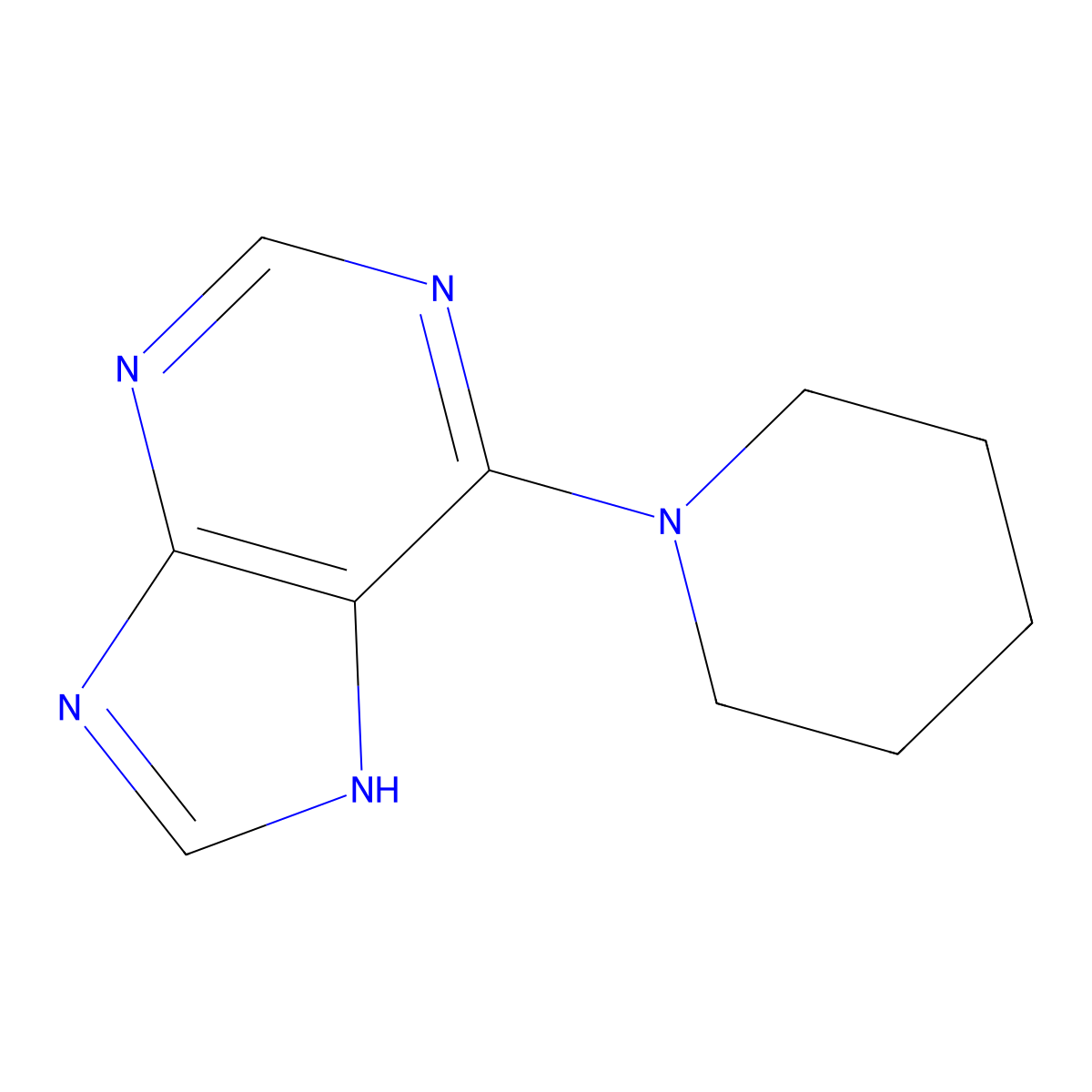 6-(piperidin-1-yl)-9H-purine molecular structure, CAS 1928-81-0