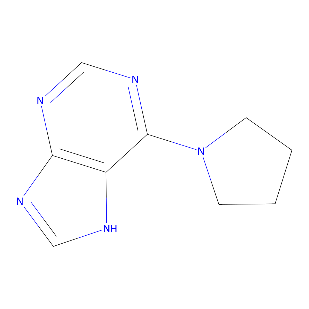 6-(pyrrolidin-1-yl)-9H-purine molecular structure, CAS 1928-89-8