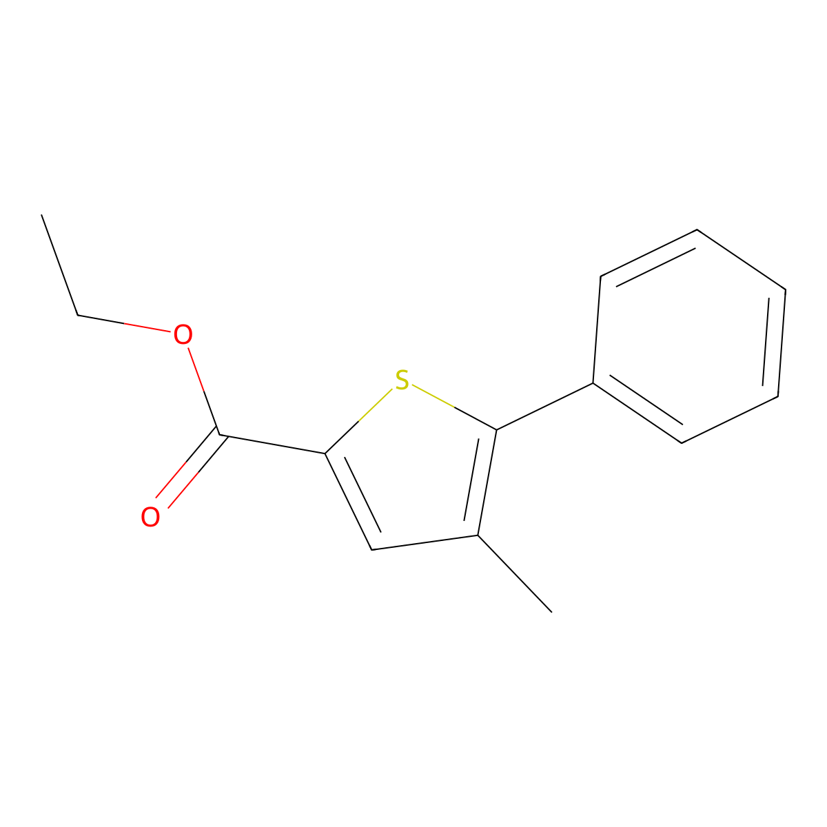 Ethyl 4-methyl-5-phenylthiophene-2-carboxylate molecular structure, CAS 19282-42-9