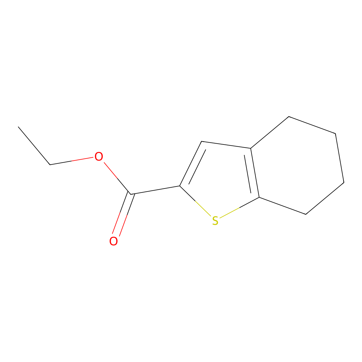 Ethyl 4,5,6,7-tetrahydro-1-benzothiophene-2-carboxylate molecular structure, CAS 19282-45-2