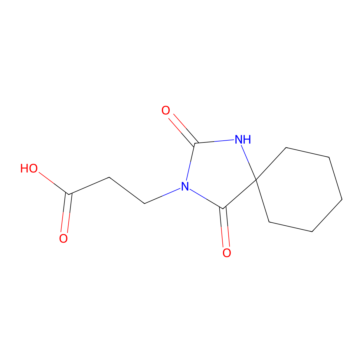 3-{2,4-Dioxo-1,3-diazaspiro[4.5]decan-3-yl}propanoic acid molecular structure, CAS 19282-94-1