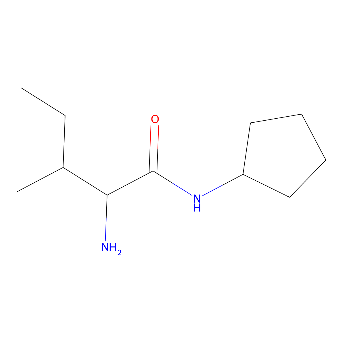 (2S,3S)-2-amino-N-cyclopentyl-3-methylpentanamide molecular structure, CAS 192821-37-7