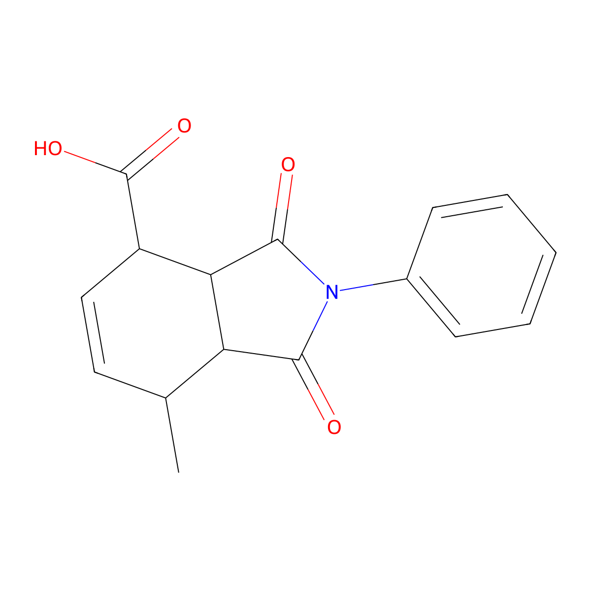 7-methyl-1,3-dioxo-2-phenyl-2,3,3a,4,7,7a-hexahydro-1H-isoindole-4-carboxylic acid molecular structure, CAS 192821-98-0