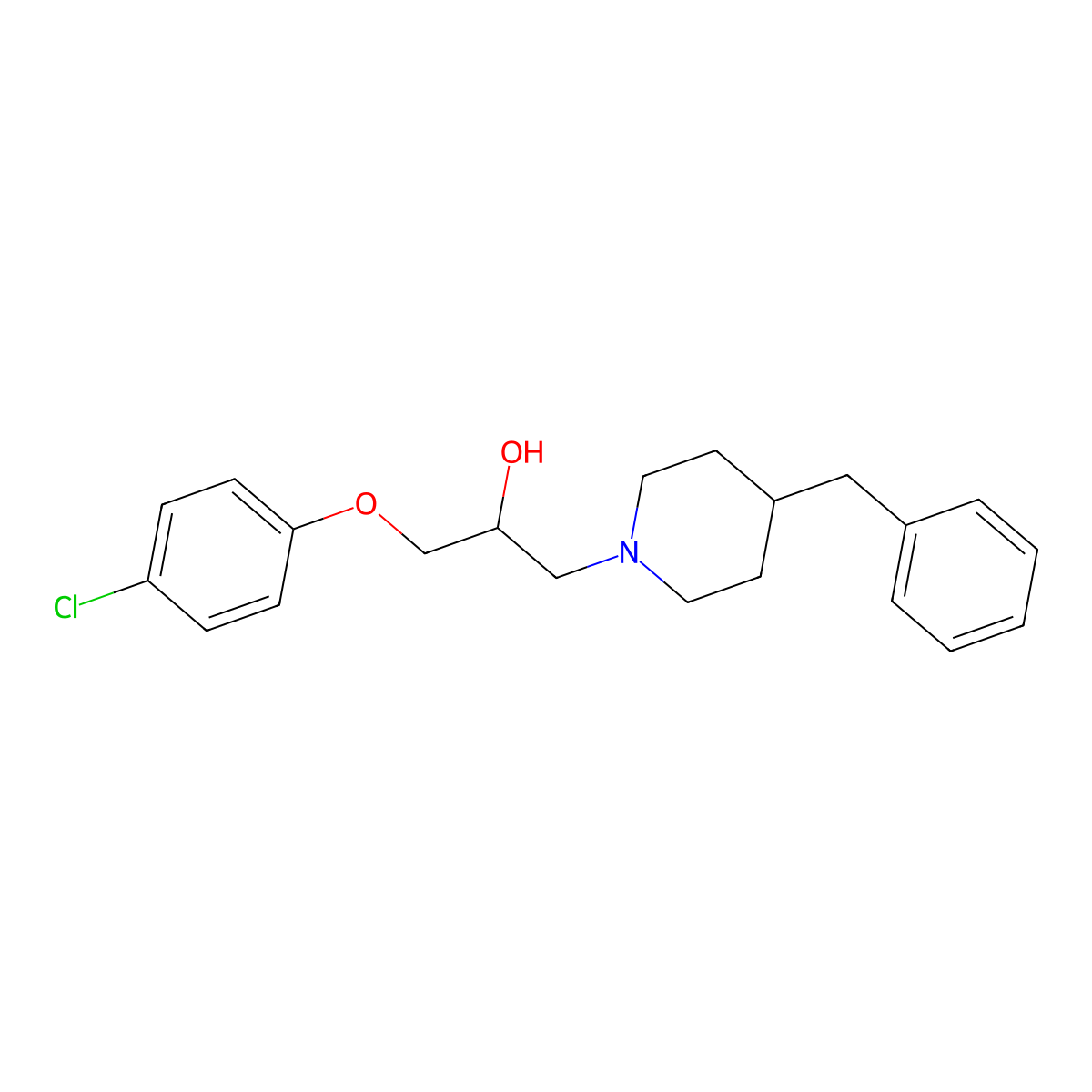 1-(4-Benzylpiperidin-1-yl)-3-(4-chlorophenoxy)propan-2-ol molecular structure, CAS 192823-23-7