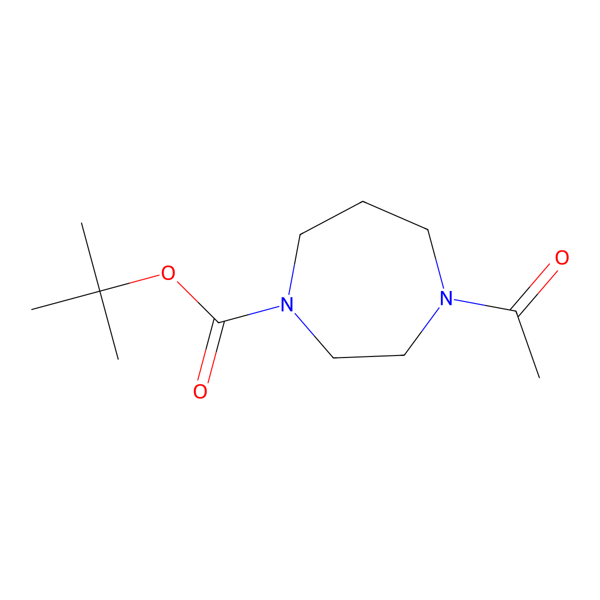 Tert-butyl 4-acetyl-1,4-diazepane-1-carboxylate molecular structure, CAS 192869-20-8