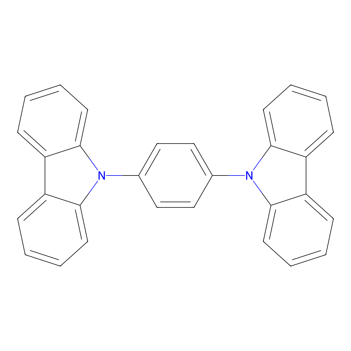 1,4-Di(9H-carbazol-9-yl)benzene molecular structure, CAS 19287-68-4
