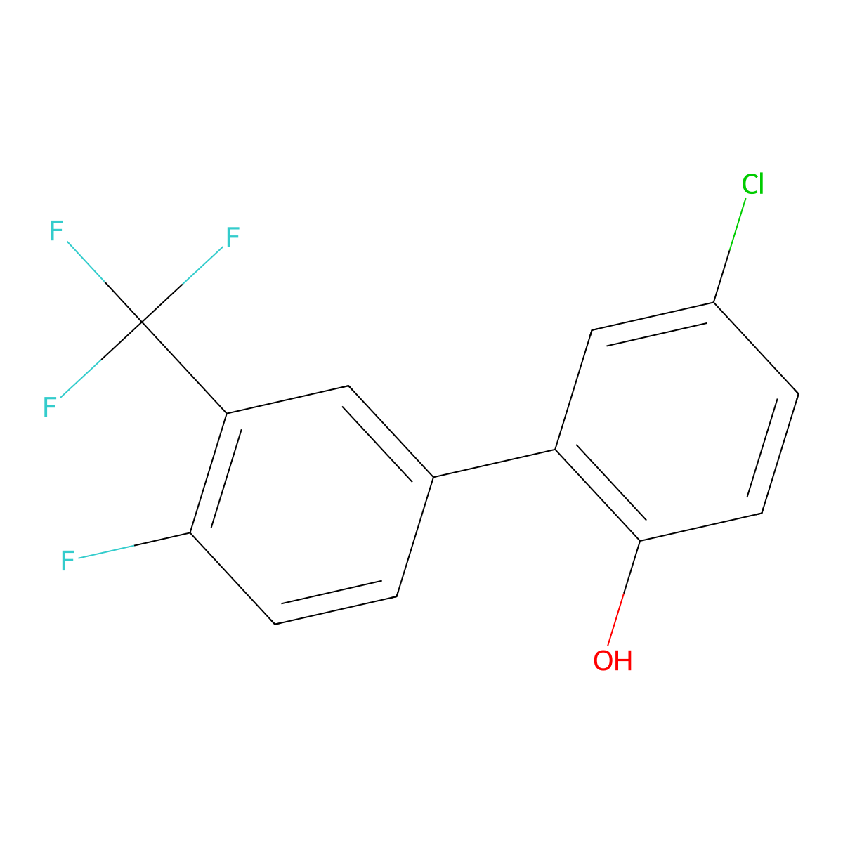 4-Chloro-2-[4-fluoro-3-(trifluoromethyl)phenyl]phenol molecular structure, CAS 1928702-91-3