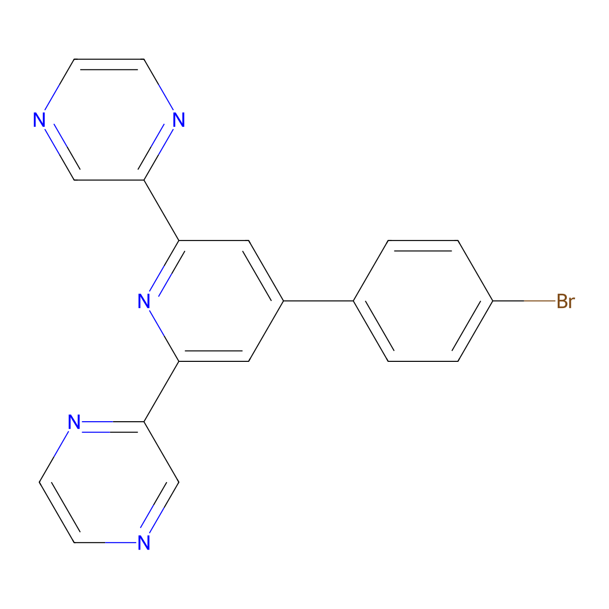 2,2'-(4-(4-Bromophenyl)pyridine-2,6-diyl)dipyrazine molecular structure, CAS 1928706-28-8