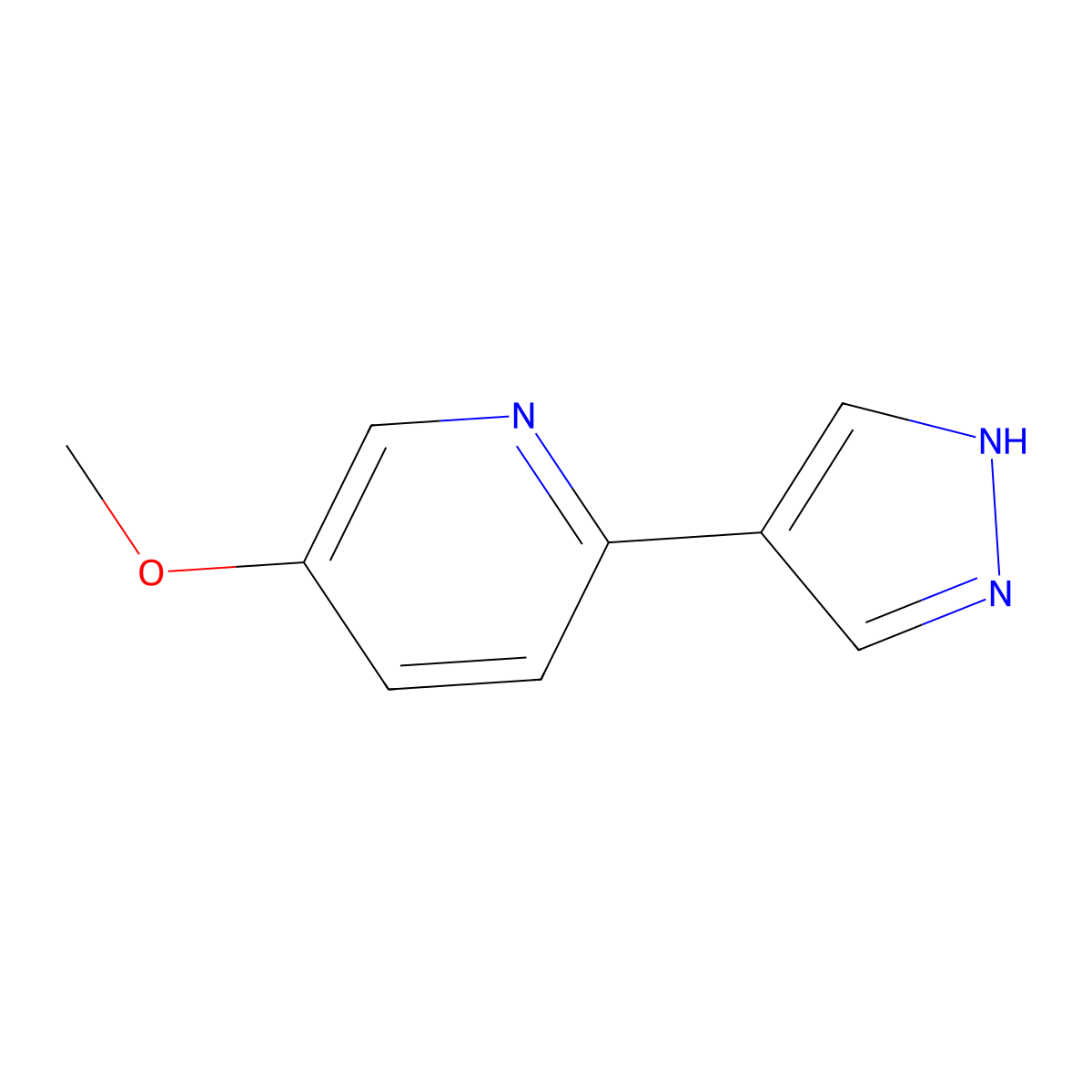 5-methoxy-2-(1H-pyrazol-4-yl)pyridine molecular structure, CAS 1928731-38-7
