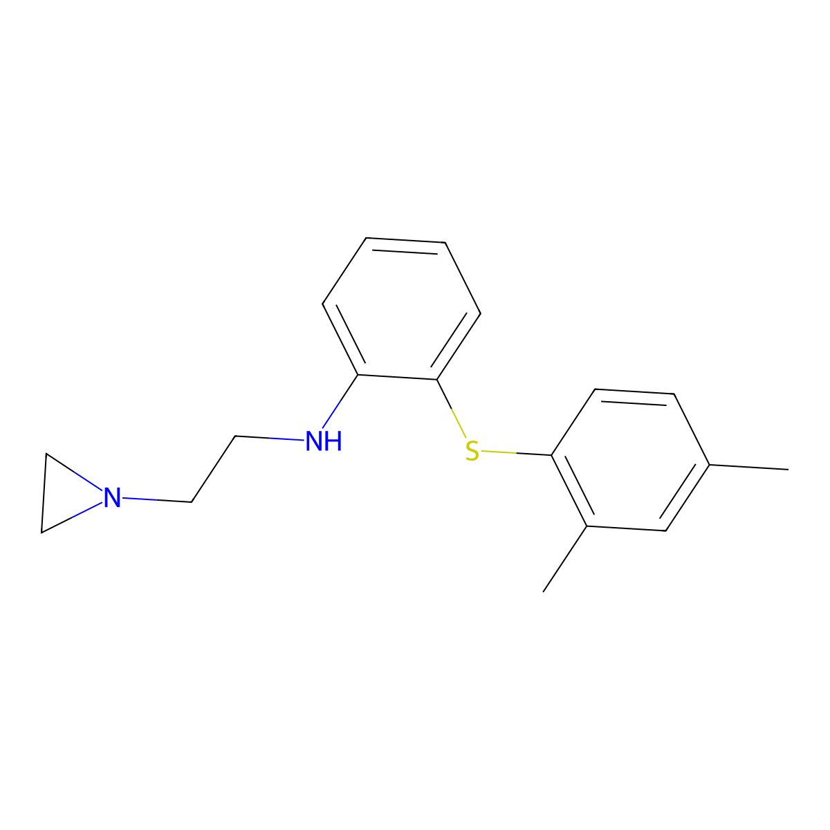 N-(2-(Aziridin-1-yl)ethyl)-2-((2,4-dimethylphenyl)thio)aniline molecular structure, CAS 1928741-86-9