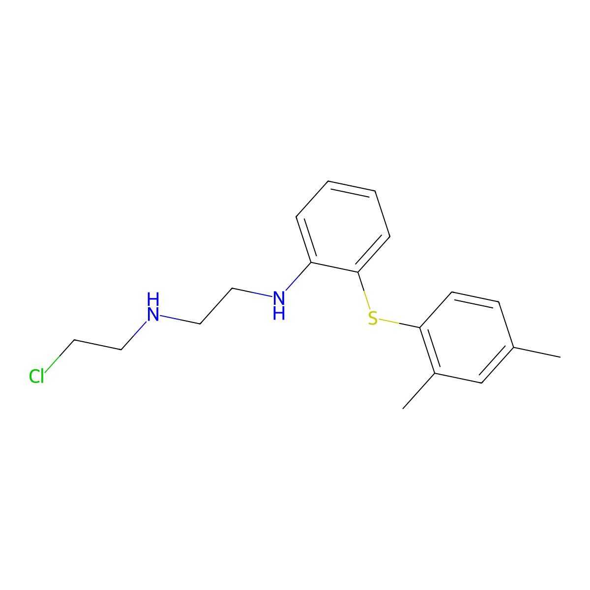 N1-(2-Chloroethyl)-N2-(2-((2,4-dimethylphenyl)thio)phenyl)ethane-1,2-diamine molecular structure, CAS 1928741-88-1