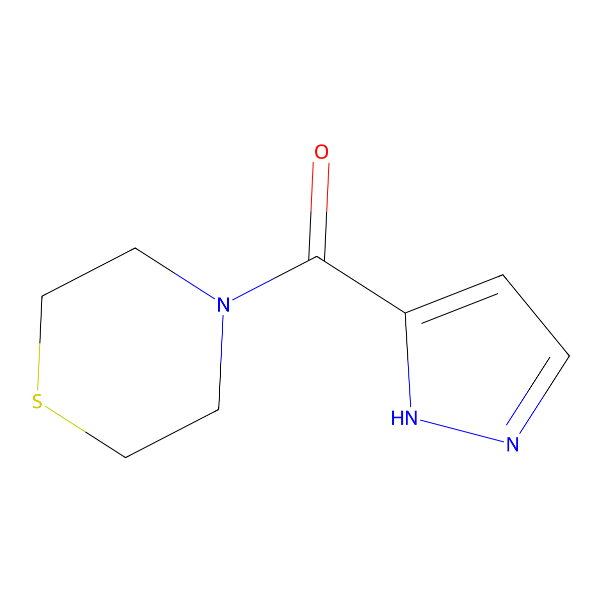 4-(1H-pyrazole-3-carbonyl)thiomorpholine molecular structure, CAS 1928748-14-4