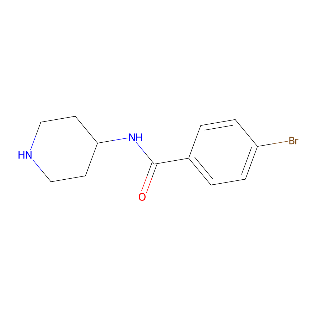 4-Bromo-N-(piperidin-4-yl)benzamide molecular structure, CAS 192875-99-3