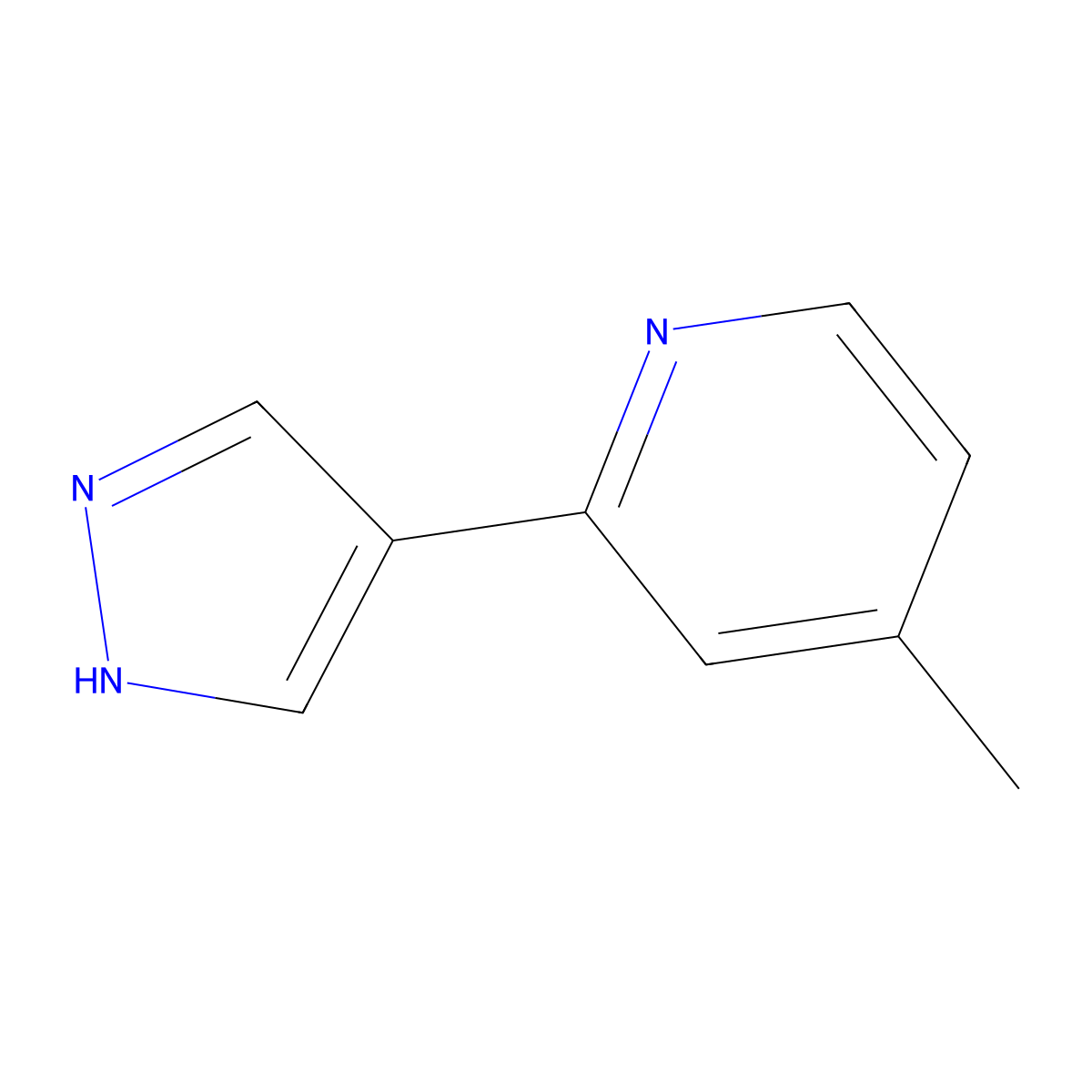 4-methyl-2-(1H-pyrazol-4-yl)pyridine molecular structure, CAS 1928754-70-4