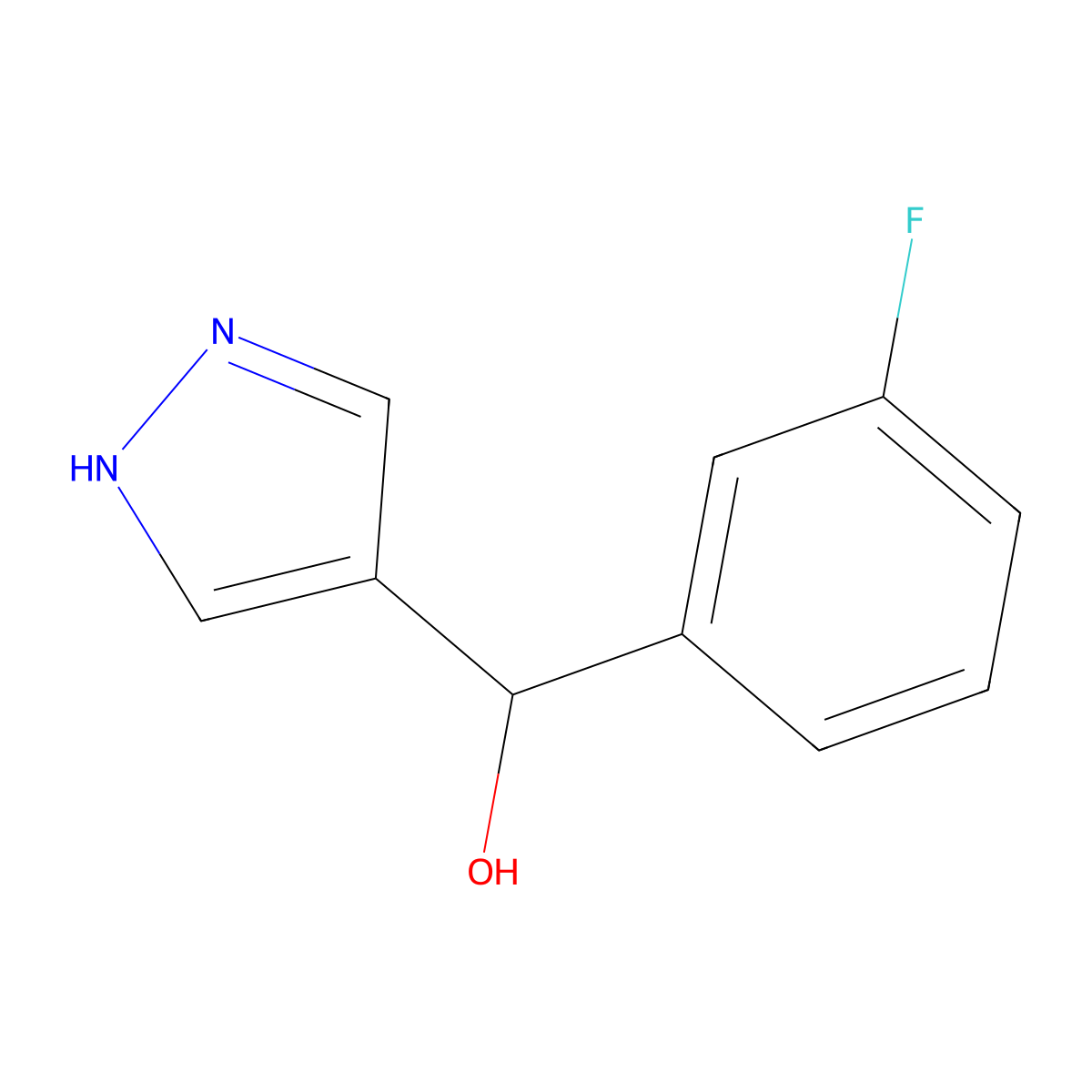 (3-Fluorophenyl)(1H-pyrazol-4-yl)methanol molecular structure, CAS 1928770-13-1
