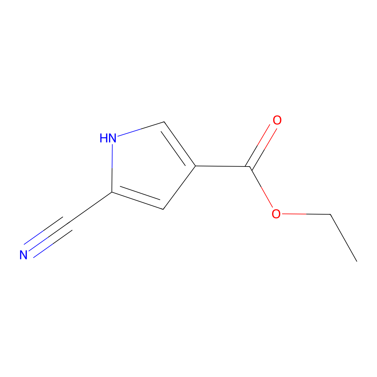 ethyl 5-cyano-1H-pyrrole-3-carboxylate molecular structure, CAS 1928775-26-1