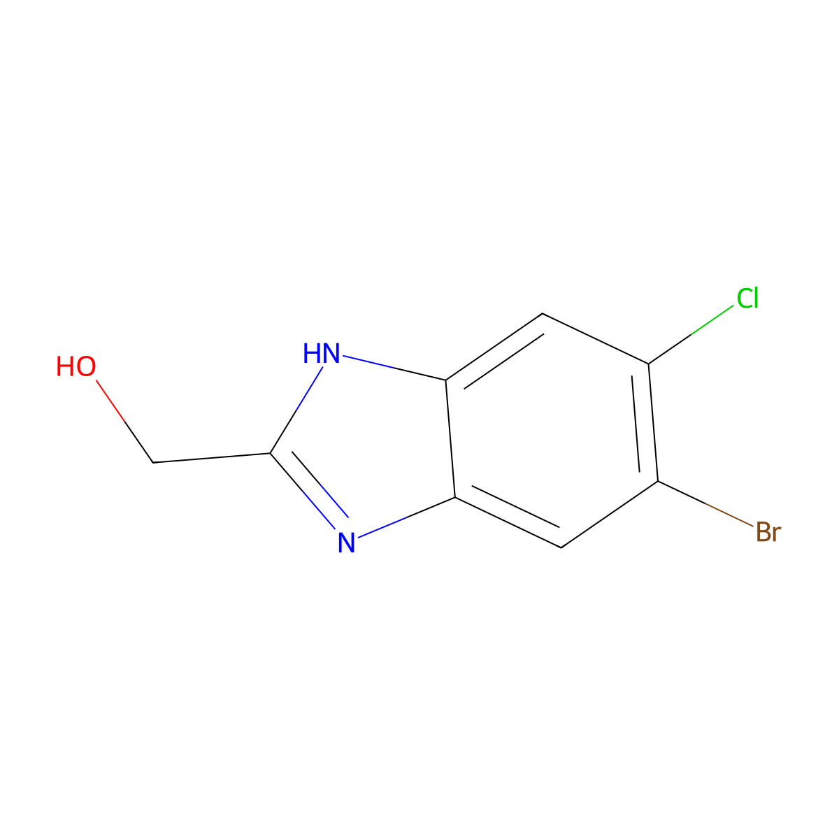 (5-bromo-6-chloro-1H-1,3-benzodiazol-2-yl)methanol molecular structure, CAS 1928783-33-8