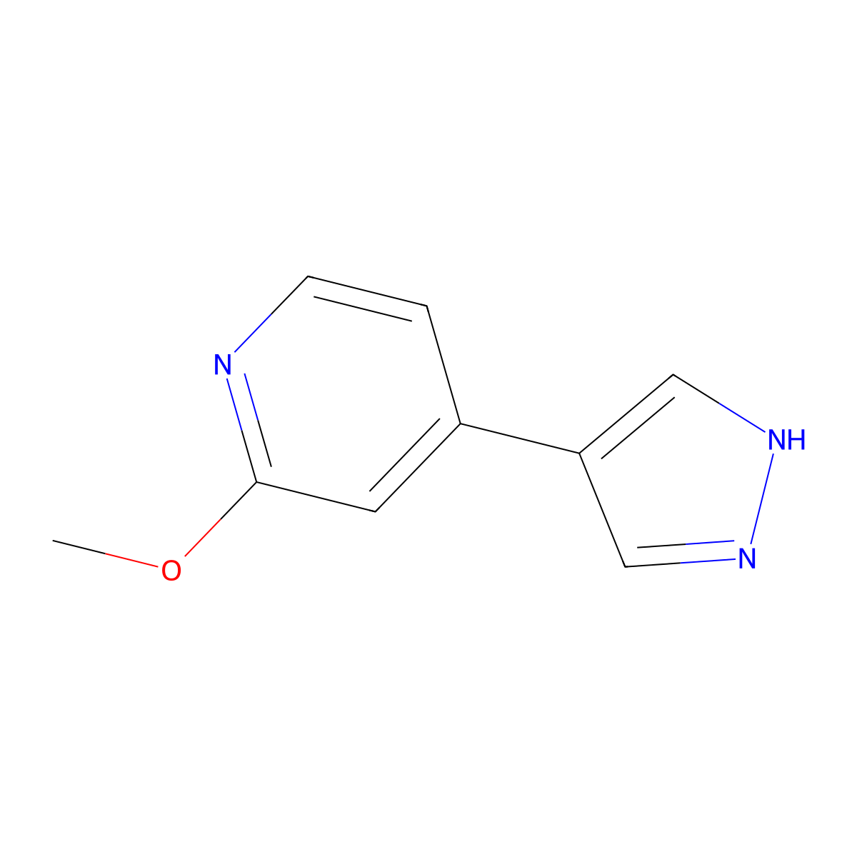 2-methoxy-4-(1H-pyrazol-4-yl)pyridine molecular structure, CAS 1928783-49-6