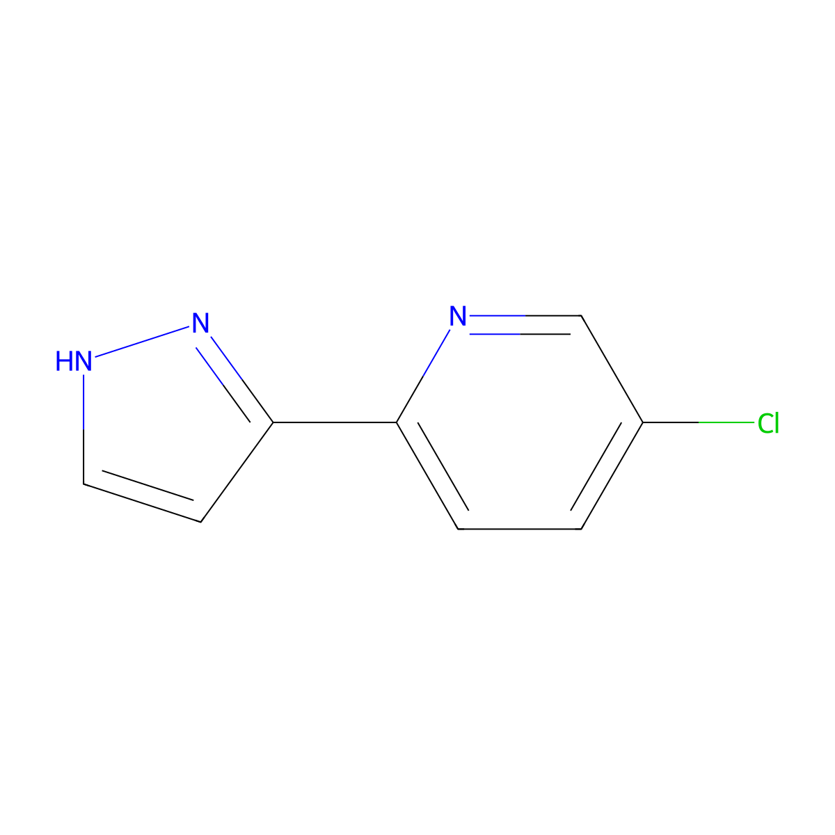 5-chloro-2-(1H-pyrazol-3-yl)pyridine molecular structure, CAS 1928788-79-7