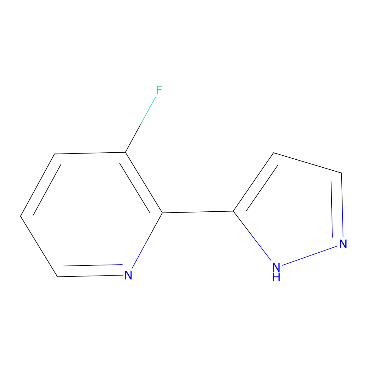 3-fluoro-2-(1H-pyrazol-3-yl)pyridine molecular structure, CAS 1928789-48-3