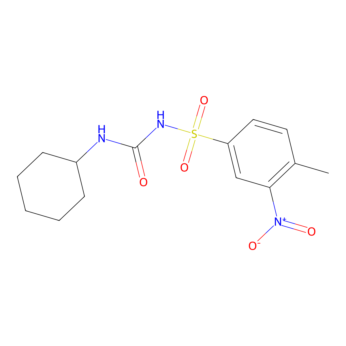 1-Cyclohexyl-3-[(3-nitro-P-tolyl)sulphonyl]urea molecular structure, CAS 19288-66-5
